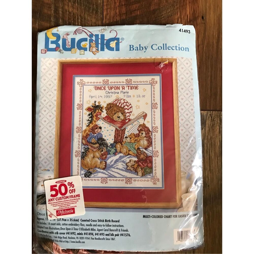 Bucilla Baby Collection Once Upon A Time #41493 counted cross stitch kit Bear